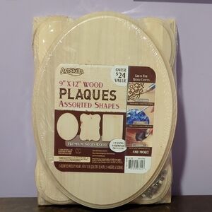 Artskills Premium Solid Wood Plaques - Assorted Shapes Set Of 3- New